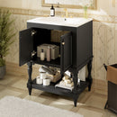 Modern Bathroom Vanity With Sink, Rectangular Cabinet With Open Shelf And Closed Storage by HouseOfZazla