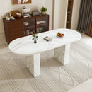 Oval Dining Table With Wood Strip Base by HouseOfZazla