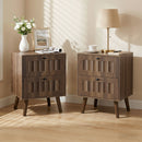 Double Drawer Bedside Table (Set of 2) - Walnut by HouseOfZazla