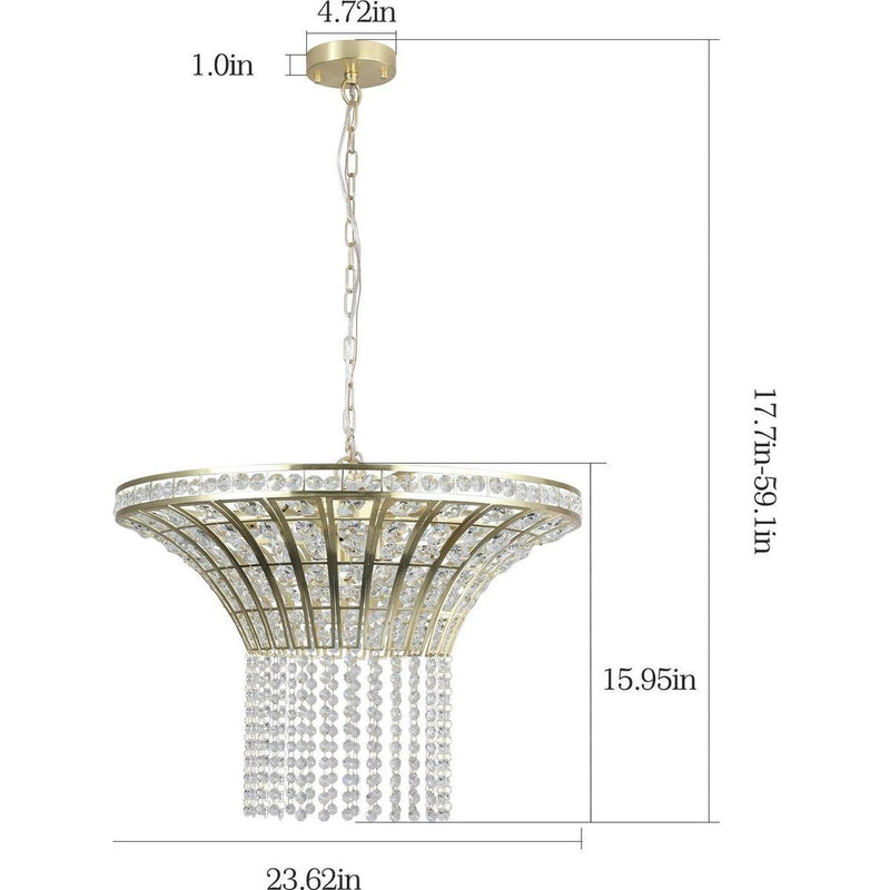 8-Light 23.6" Wide Crystal Waterfall Chandelier (Bulb Not Included)