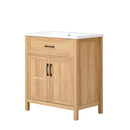 Bathroom Vanity With Sink, Adjustable Shelf & Door Organizers - Walnut by HouseOfZazla