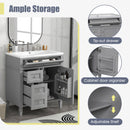 30" Bathroom Vanity with Top Sink, Modern Bathroom Storage Cabinet with 2 Drawers and a Tip-out Drawer, Single Sink Bathroom Vanity