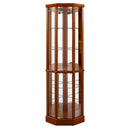 6 Shelf Lighted Corner Curio Cabinet With Adjustable Tempered Glass Shelves And Mirror Back (E26 Light Bulb Not Included) by Unique Piece Furniture