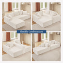 Modular Sectional With Arched Armrests, Includes 3 Back Cushions & 2 Throw Pillows