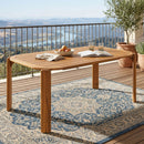 Kaja Outdoor Acacia Wood Dining Table, Teak Finish with Slat Design by HouseOfZazla