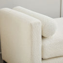 Elegant Upholstered Bench, Daybed, Ottoman With Wood Legs & Bolster Pillows - Ivory Boucle by HouseOfZazla