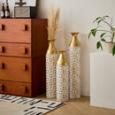 Mother's Day Gift Set Gilded White 3D Relief Flower Metal Vase Set - White / Gold by Unique Piece Furniture