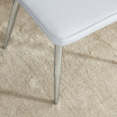 6 light gray dining chairs. Modern chairs from the Middle Ages. Made of PU material cushion and silver metal legs. Suitable for restaurants and living rooms