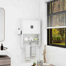 Wall Mounted Bathroom Cabinet with Towel Bar & Toilet Paper Holder