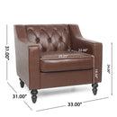 Contemporary Club Chair With Button Tufting And Birch Wood Legs