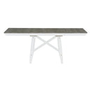 6-Piece Classic Dining Table Set, Rectangular Extendable Dining Table with two 12"W Removable Leaves and 4 Upholstered Chairs & 1 Bench for Dining Room (Brown+White)