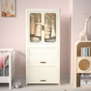 Portable Wardrobe Closet Storage Organizer With Magnetic Doors And Hanging Rod - Cream White by HouseOfZazla