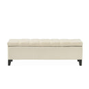 Button Tufted Diamond Stitch Storage Ottoman - Beige by HouseOfZazla