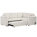 87.4" L-shape Sofa Bed Pull-out Sleeper Sofa with Wheels, USB Ports, Power Sockets for Living Room, Beige