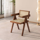 Modern Mid Century Dining Chairs (Set of 2), Rattan Accent Chairs, Comfy Armchairs, Outdoor Wood Chairs With Armrest - Walnut by HouseOfZazla