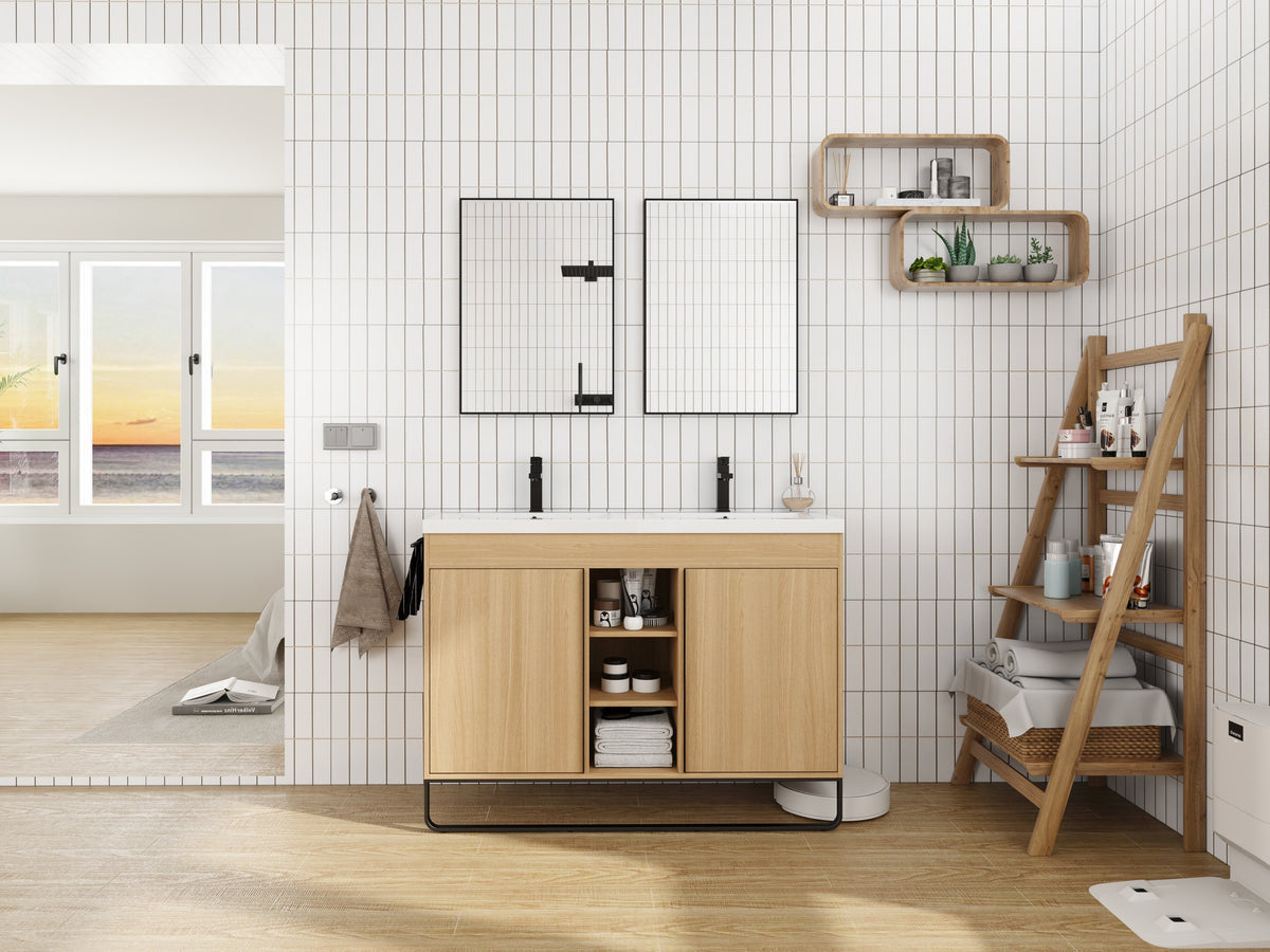 48" Freestanding Bathroom Vanity With Resin Double Sink, photo 5 of 10