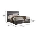 Traditional Queen 5 Piece Storage Bedroom Set in Gray Wood