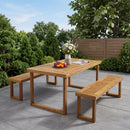 3 Pcs Outdoor Acacia Wood Dining Set - Sandblast