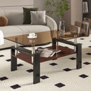 Modern Rectangular Coffee Table With Tempered Glass Top