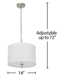 14"W Light Pendant Brushed Nickel Finish with Oatmeal Linen Shade by LampsUSA