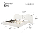 King Size Upholstered Bed Frame With Boucle Fabric Curved And Wide Headboard by HouseOfZazla