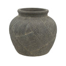 D10.2x8.9" Cross-Hatch Terracotta Vase