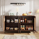 Sideboard Buffet Cabinet With Handwoven Rattan Doors (Set of 2) - Dark Brown by HouseOfZazla