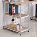 55 Inch Home Office Computer Desk Study Writing Workstation with Storage Shelves, Elevated Monitor Shelf, CPU Stand, Durable X-Shaped Construction, Oak Wood Grain