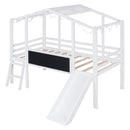 Loft House Bed With Ladder And Slide, With board And Light Strip On The Roof by HouseOfZazla