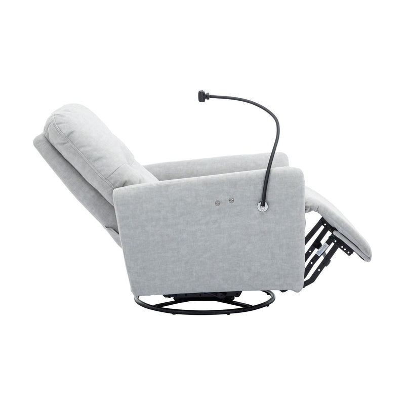 270 Degree Swivel Electric Recliner Home Theater Seating Single Reclining Sofa Rocking Motion Recliner with a Phone Holder for Living Room, Grey