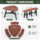 6-Person Semi-Circular Outdoor Solid Fir Wood Picnic Table Set, Rustic by HouseOfZazla