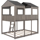Bunk Bed With Roof, Window, Guardrail, Ladder by Unique Piece Furniture