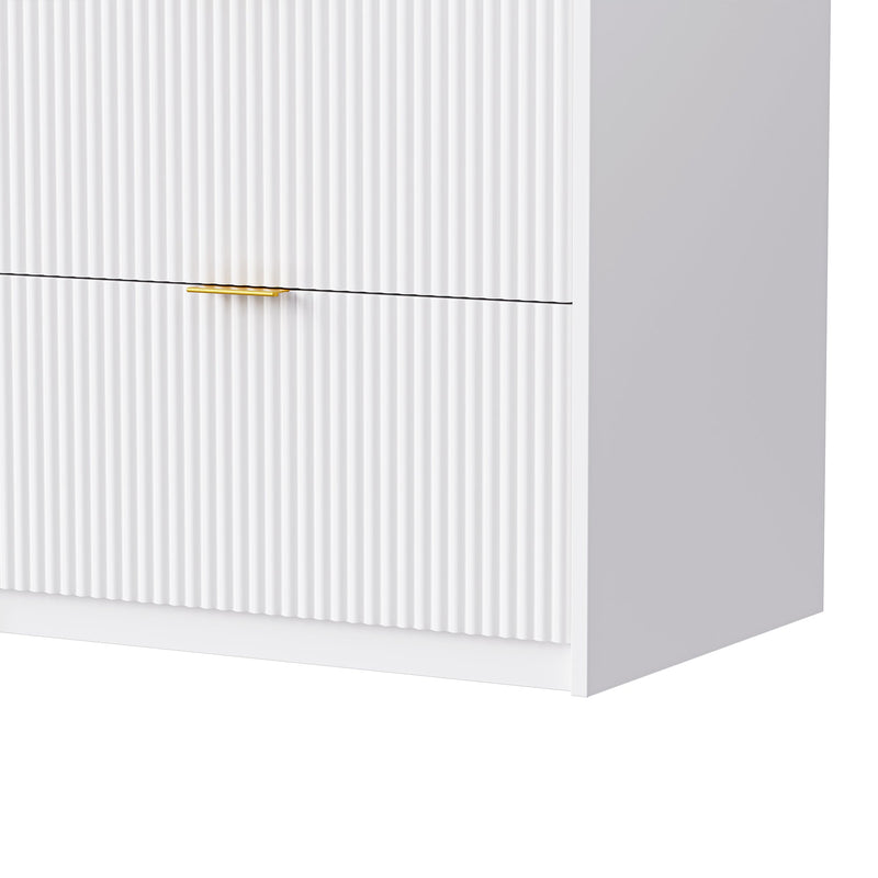 4-Piece Entertainment Wall Unit with 13 shelves,8 Drawers and 2 Cabinets, Multifunctional TV Stand Media Storage Cabinet with Fluted Line Surface for Living Room, for TVs Up to 70"