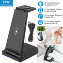 3-in-1 Wireless Qi Enabled Charger Dock 15W Fast Charging Station For iPhone Apple iWatch Series 6/5/4/3/2/1 AirPods 2 AirPods Pro Fit For iPhone Xs M
