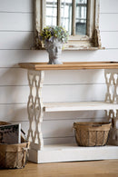 Distressed Wood Shelf Tray, French Country Console Table - Brown / Antique White by HouseOfZazla