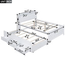 Full Size Platform Bed With Storage LED Headboard, Twin Trundle And 3 Drawers - White by HouseOfZazla