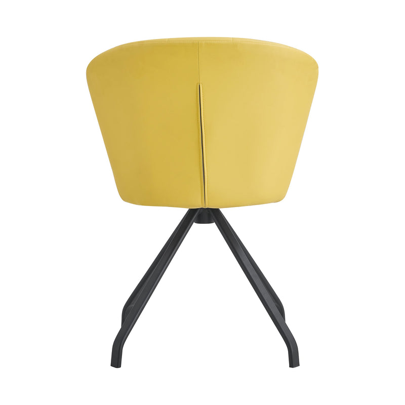 Light yellow 360 Swivel Makeup Home Office Chair, PU Vanity Chair, Nail chair for Women, queen fancy chair for girls,Upholstered Chair with Black Metal Legs for Dining Room bedroom and Living room
