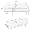 67.71 Inch Faux leather sofa bed with adjustment armres