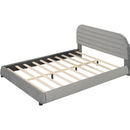 Queen Size Velvet Upholstered Platform Bed,Solid Frame and Stylish Curve-shaped Design, Gray