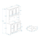 71" Kitchen Pantry Storage Cabinet with Microwave Oven Countertop, Freestanding Hutch Cabinet with Adjustable Shelves, 6 Doors and 1 Drawer-White