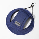 Pet Hat With Ear Holes For Medium Small Dogs Adjustable Summer Pets Dog Outdoor Sun Cap Cat Puppy Denim Color Canvas Visor Caps