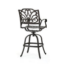 Outdoor Cast Aluminum Swivel Bar Stool With Scrolled Arms - Bronze