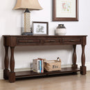 63inch Long Wood Console Table with 3 Drawers and 1 Bottom Shelf for Entryway Hallway Easy Assembly Extra-thick Sofa Table(Light Espresso)