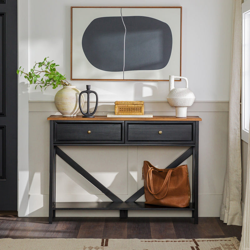 48" Distressed 2-Drawer Entry Table