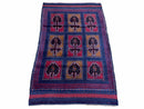 2' 9" X 4' 5" Vintage Handmade Tribal Wool Rug Balouchi Afghan Rug Blue Red 3x5