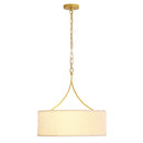 3-Light Gold Fabric Drum Pendant Light