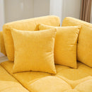91.73" L-shaped Sofa Sectional Sofa Couch with 2 Stools and 2 Lumbar Pillows for Living Room, Yellow