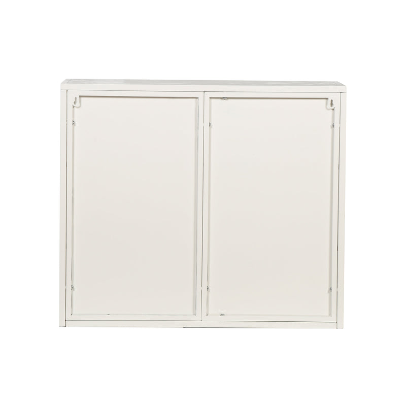 27.56"Glass Doors Modern Two-door Wall Cabinet with Featuring Three-tier Storage for Entryway Living Room Bathroom Dining Room,White