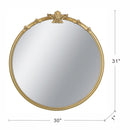 30x31" Round Wall Mirror with Gold Finish and Decorative Leaf Crest