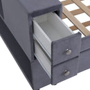 Upholstered Bed With Storage And Twin Trundle, USB Charging Ports